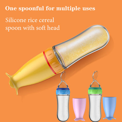Silicone Baby Bottle With Spoon Food Supplement Bottle Squeeze Milk Cup For Rice Cereal Feeding 4