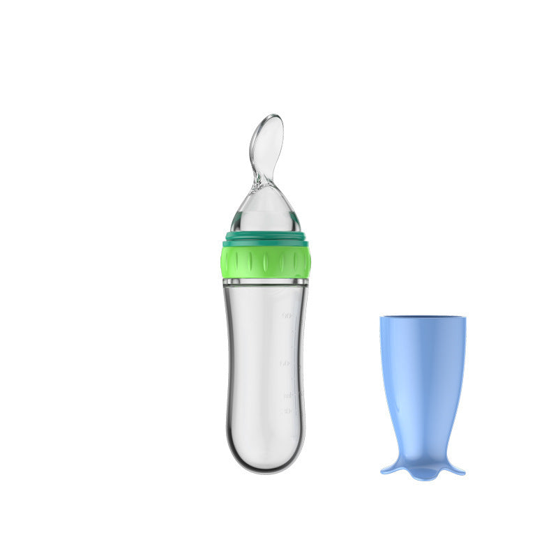 Silicone Baby Bottle With Spoon Food Supplement Bottle Squeeze Milk Cup For Rice Cereal Feeding 6