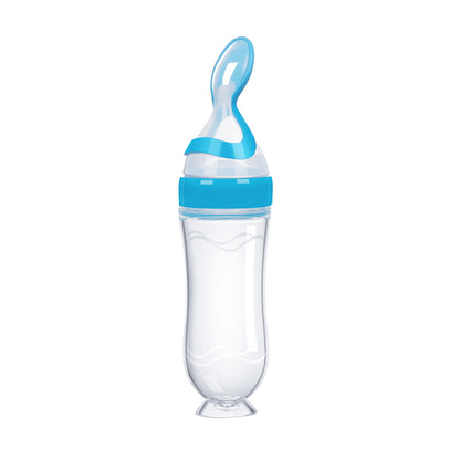 Silicone Baby Bottle With Spoon Food Supplement Bottle Squeeze Milk Cup For Rice Cereal Feeding 7