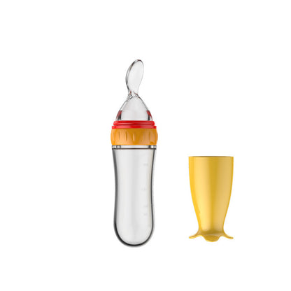 Silicone Baby Bottle With Spoon Food Supplement Bottle Squeeze Milk Cup For Rice Cereal Feeding 8