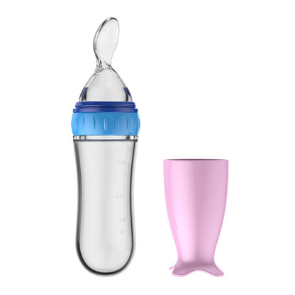 Silicone Baby Bottle With Spoon Food Supplement Bottle Squeeze Milk Cup For Rice Cereal Feeding 9