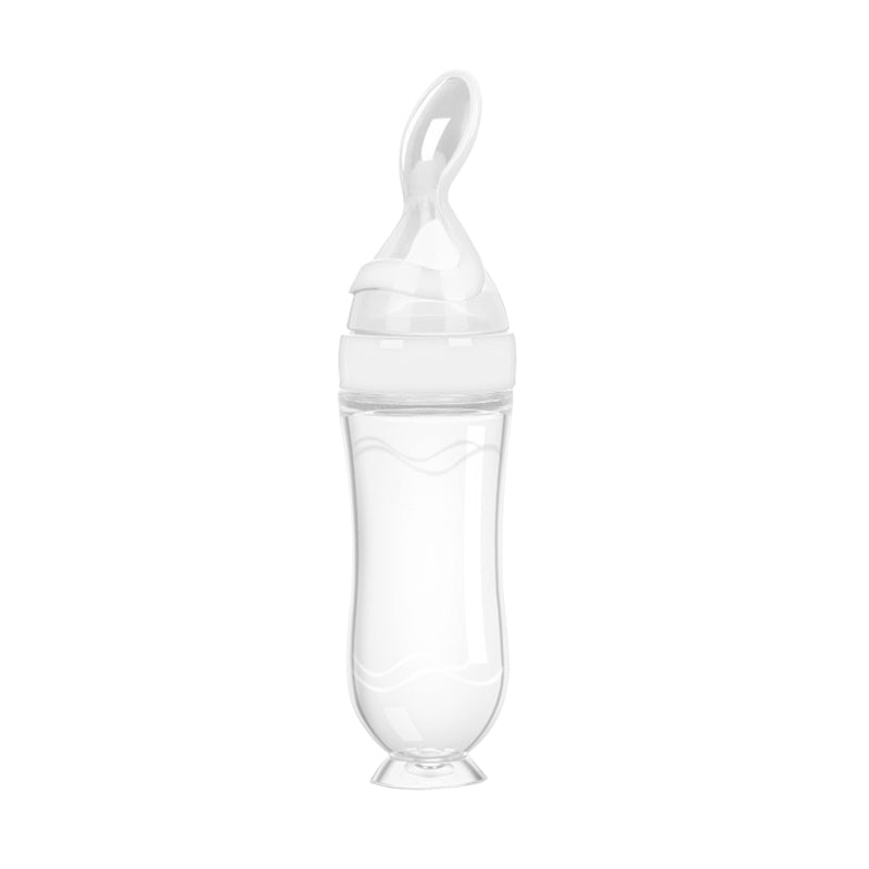 Silicone Baby Bottle With Spoon Food Supplement Bottle Squeeze Milk Cup For Rice Cereal Feeding 10