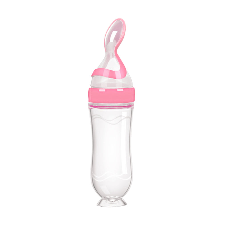 Silicone Baby Bottle With Spoon Food Supplement Bottle Squeeze Milk Cup For Rice Cereal Feeding 11
