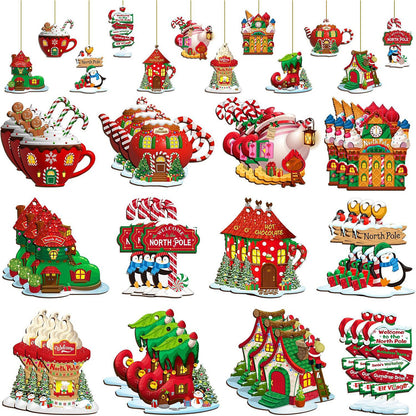 Wooden Gingerbread Man Xmas Tree Hanging Ornaments, Christmas Decor for Home Party New Year Gifts