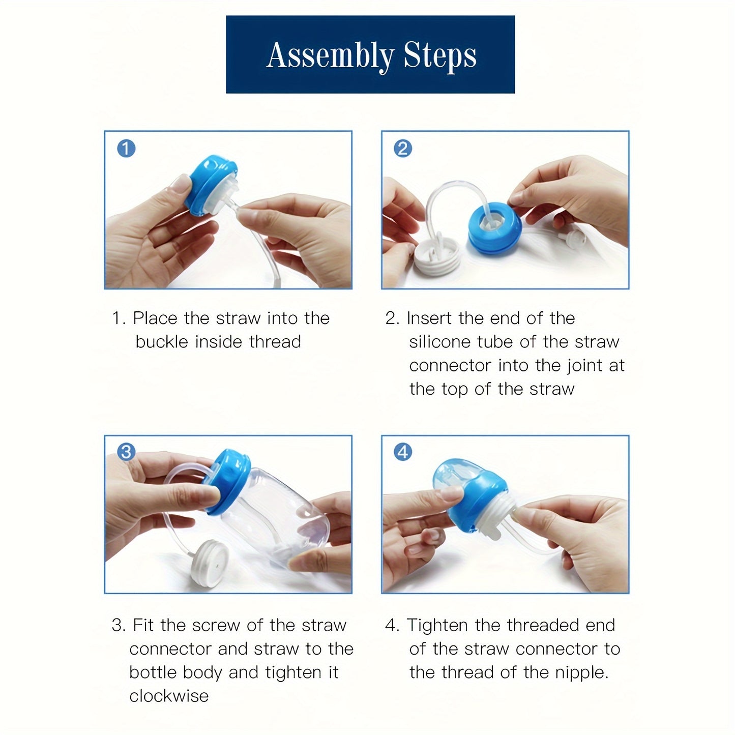 Normal Neck Self Feeding Baby Bottle Set PP Feeding Bottle With Straw Brush Hands Free Feeding Solu