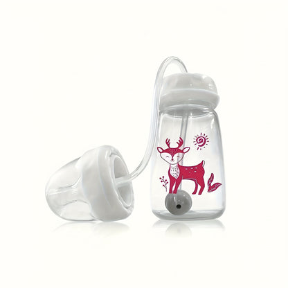 Normal Neck Self Feeding Baby Bottle Set PP Feeding Bottle With Straw Brush Hands Free Feeding Solu