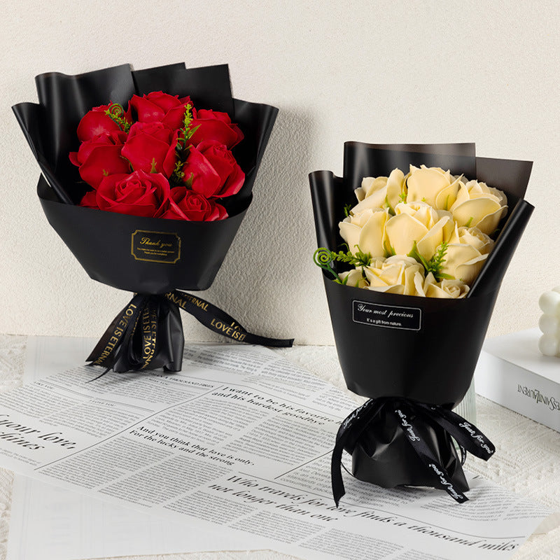 Artificial Soap Flower Rose Bouquet for Valentines Day, Wedding Birthday Home Decoration