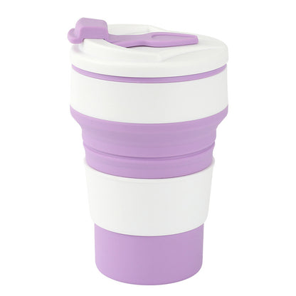Food Grade Silicone Folding Cup With Lid Reusable Portable Coffee Cup For Travel And Camping 8