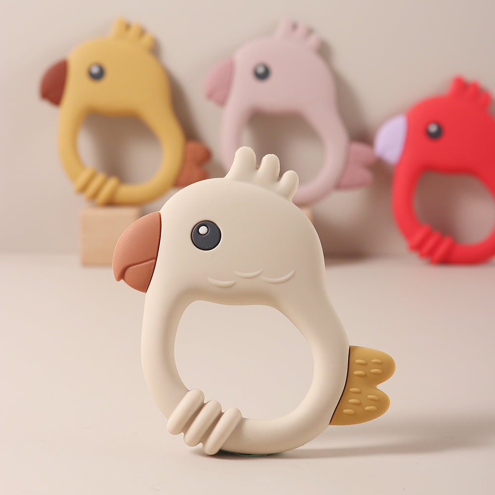 Food Grade Silicone Baby Teething Toy Colorful Parrot Teether (BPA-Free)