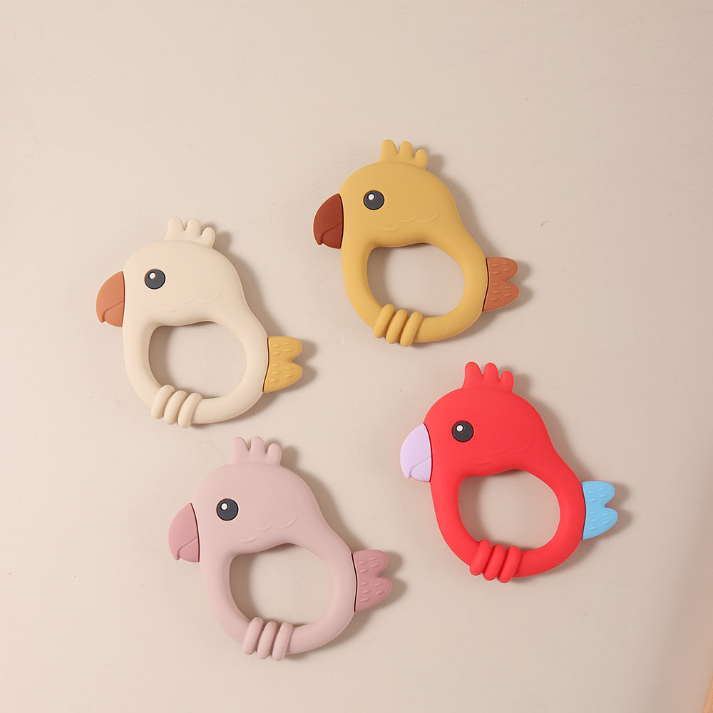 Food Grade Silicone Baby Teething Toy Colorful Parrot Teether BPAFree 1