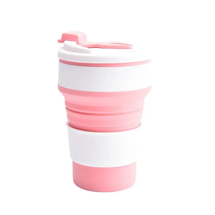 TravelFold 12oz Silicone Collapsible Cup With Lid  Reusable Portable Coffee  HotDrink Mug 9