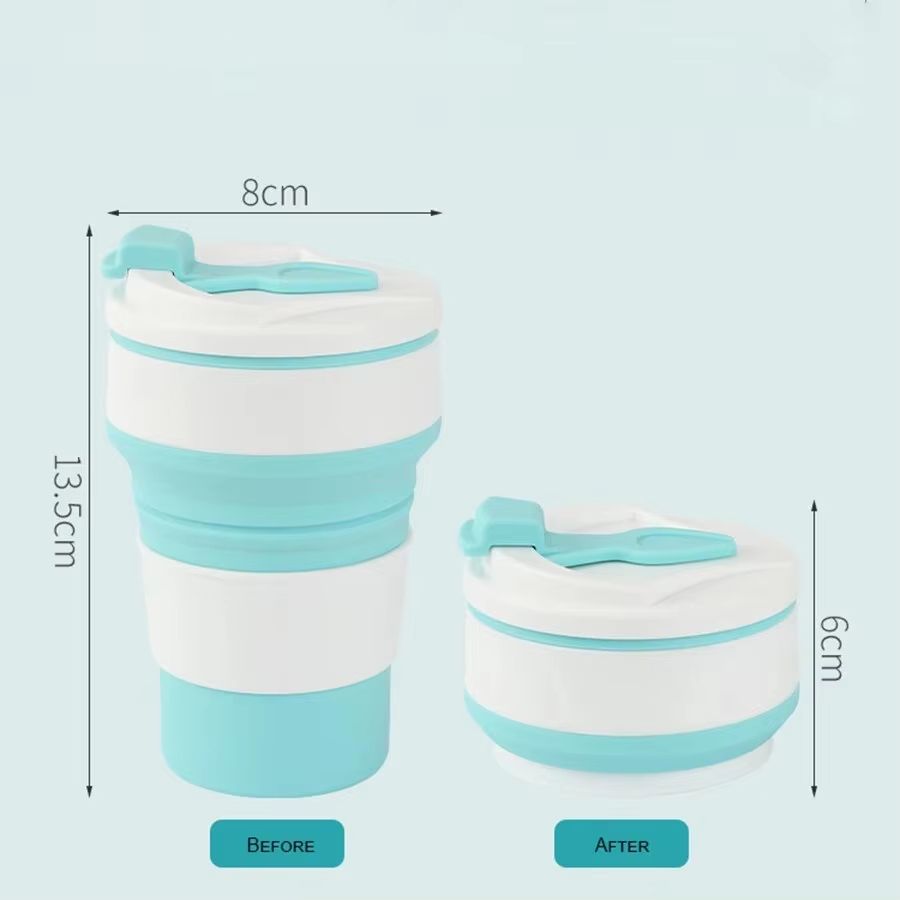 TravelFold 12oz Silicone Collapsible Cup With Lid  Reusable Portable Coffee  HotDrink Mug 4