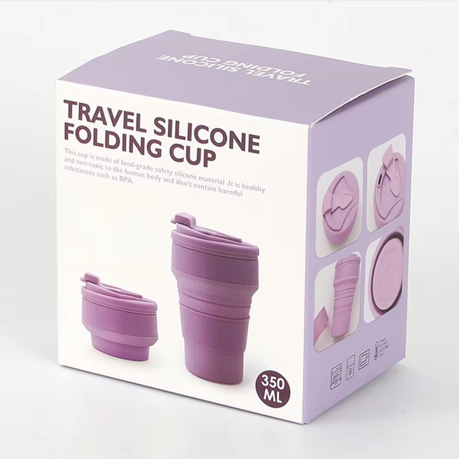 TravelFold 12oz Silicone Collapsible Cup With Lid  Reusable Portable Coffee  HotDrink Mug 5