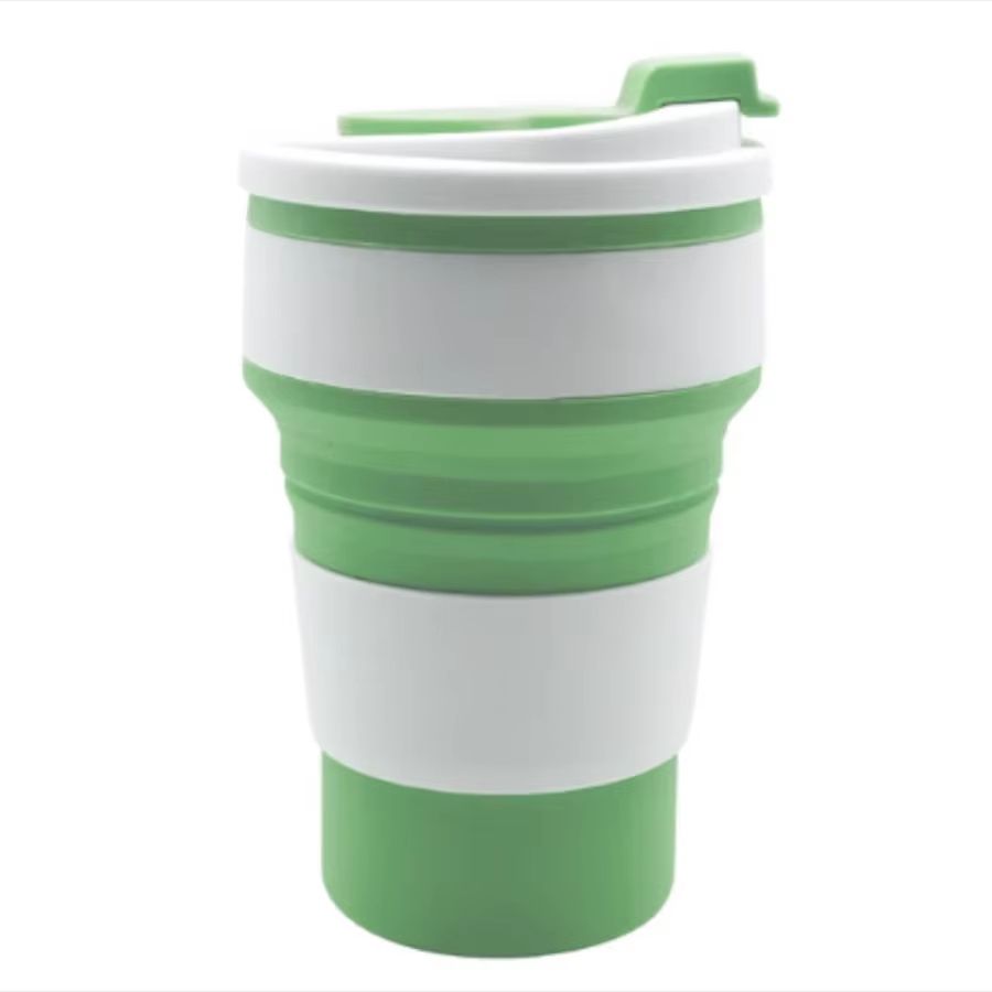 TravelFold 12oz Silicone Collapsible Cup With Lid  Reusable Portable Coffee  HotDrink Mug 7