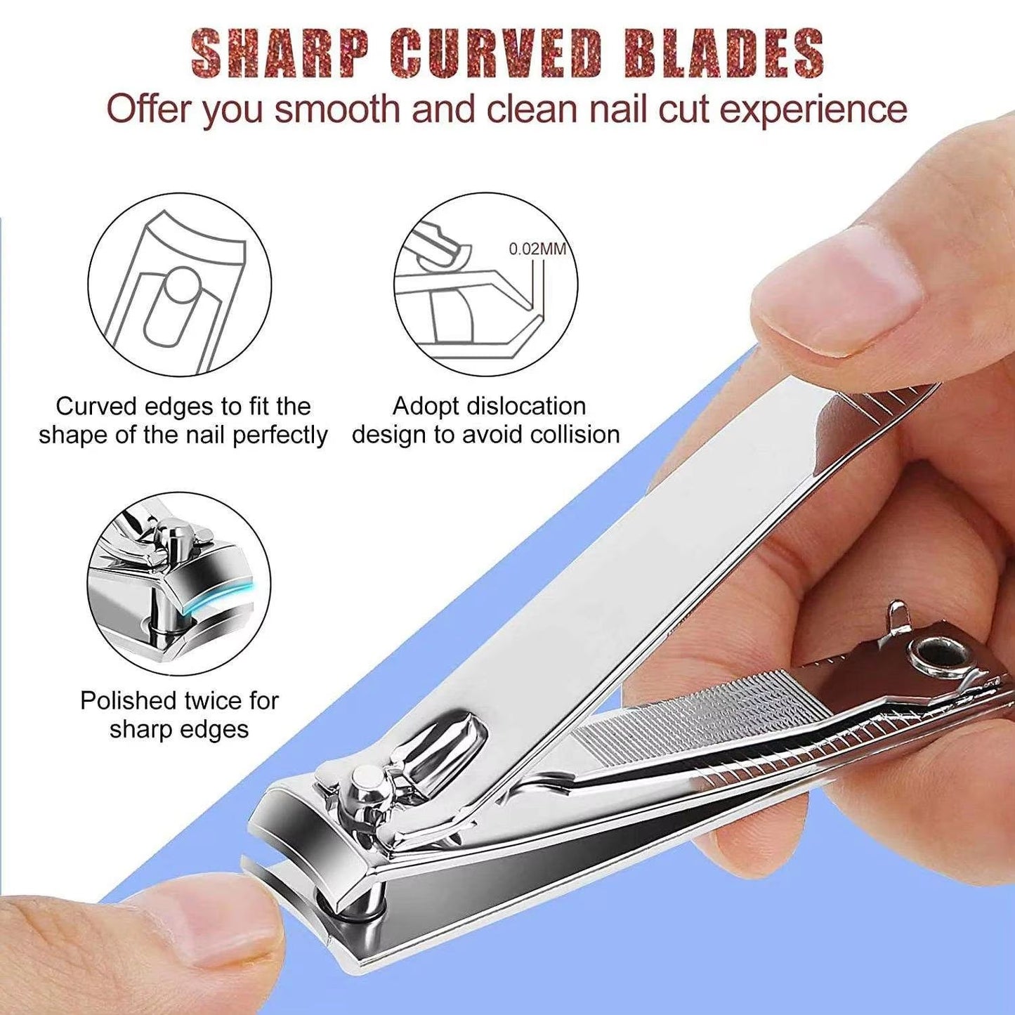 PrecisionEdge Premium Stainless Steel Nail Clipper Set With BuiltIn Nail File 2Piece 3