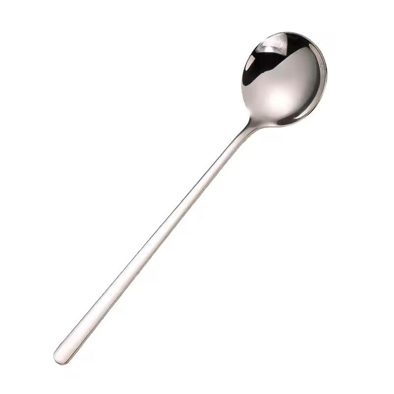 LongHandle Stainless Steel Round Spoon Dessert  Stirring Tableware 2