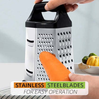 MultiSlice 6-Side Stainless Steel Box Grater – Multifunction Kitchen Slicer & Shredder