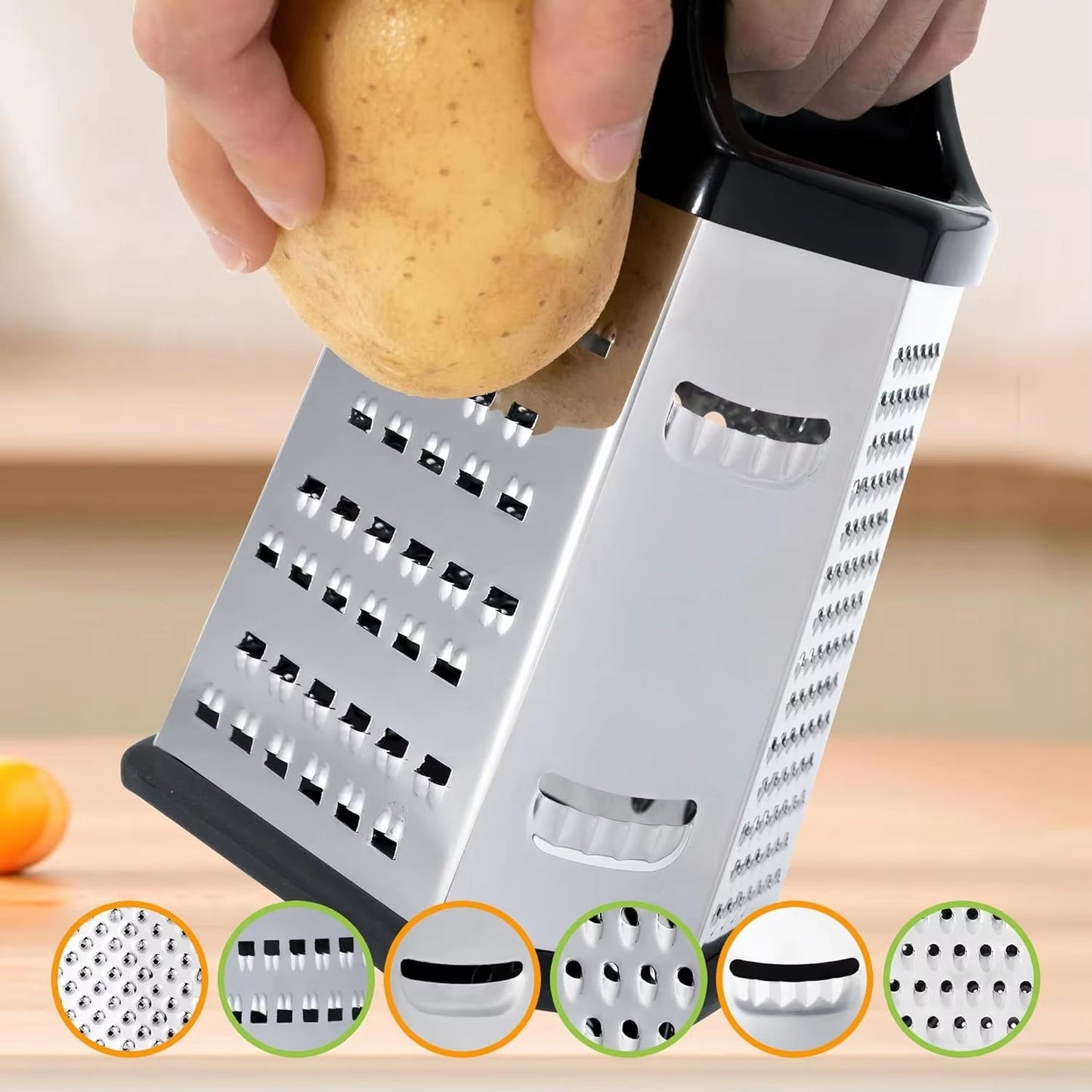 MultiSlice 6Side Stainless Steel Box Grater  Multifunction Kitchen Slicer  Shredder 2