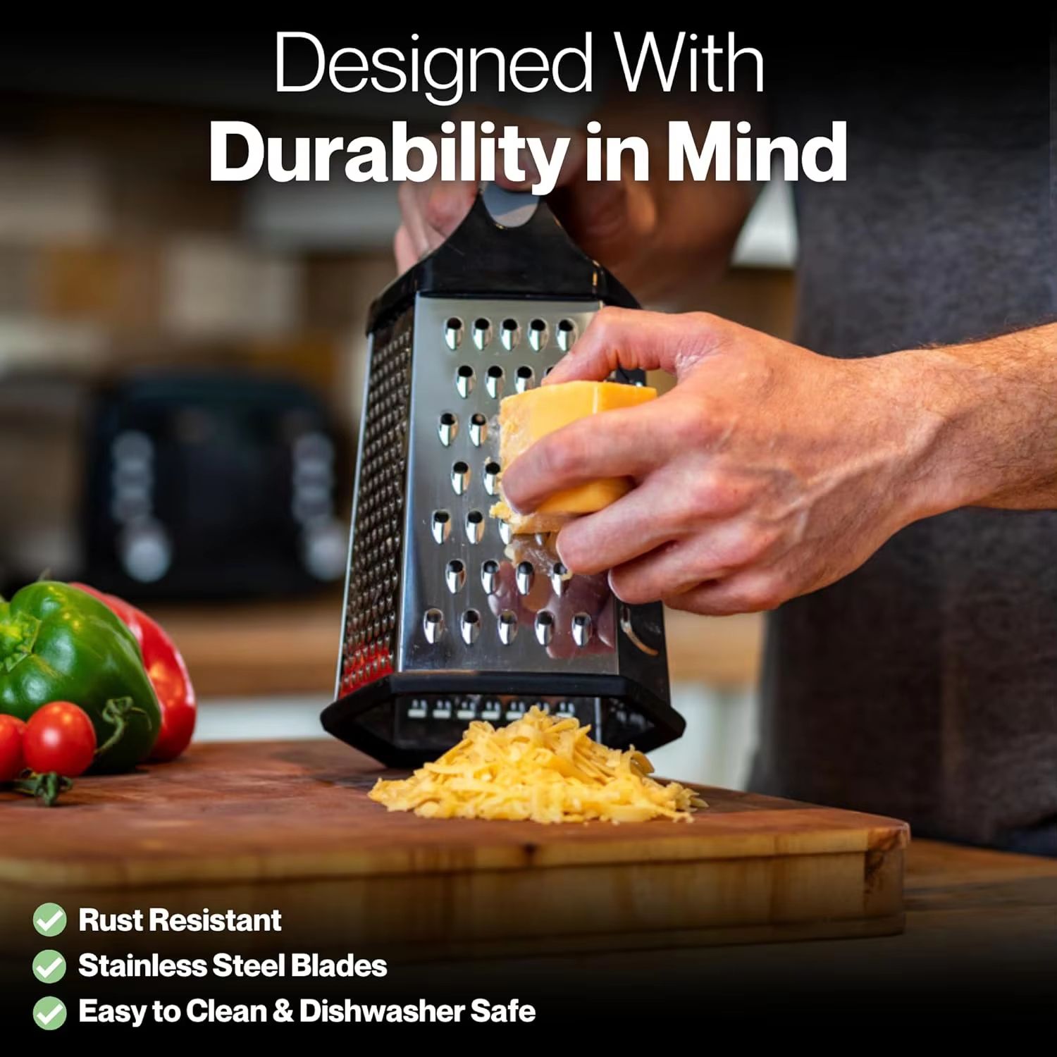 MultiSlice 6Side Stainless Steel Box Grater  Multifunction Kitchen Slicer  Shredder 3