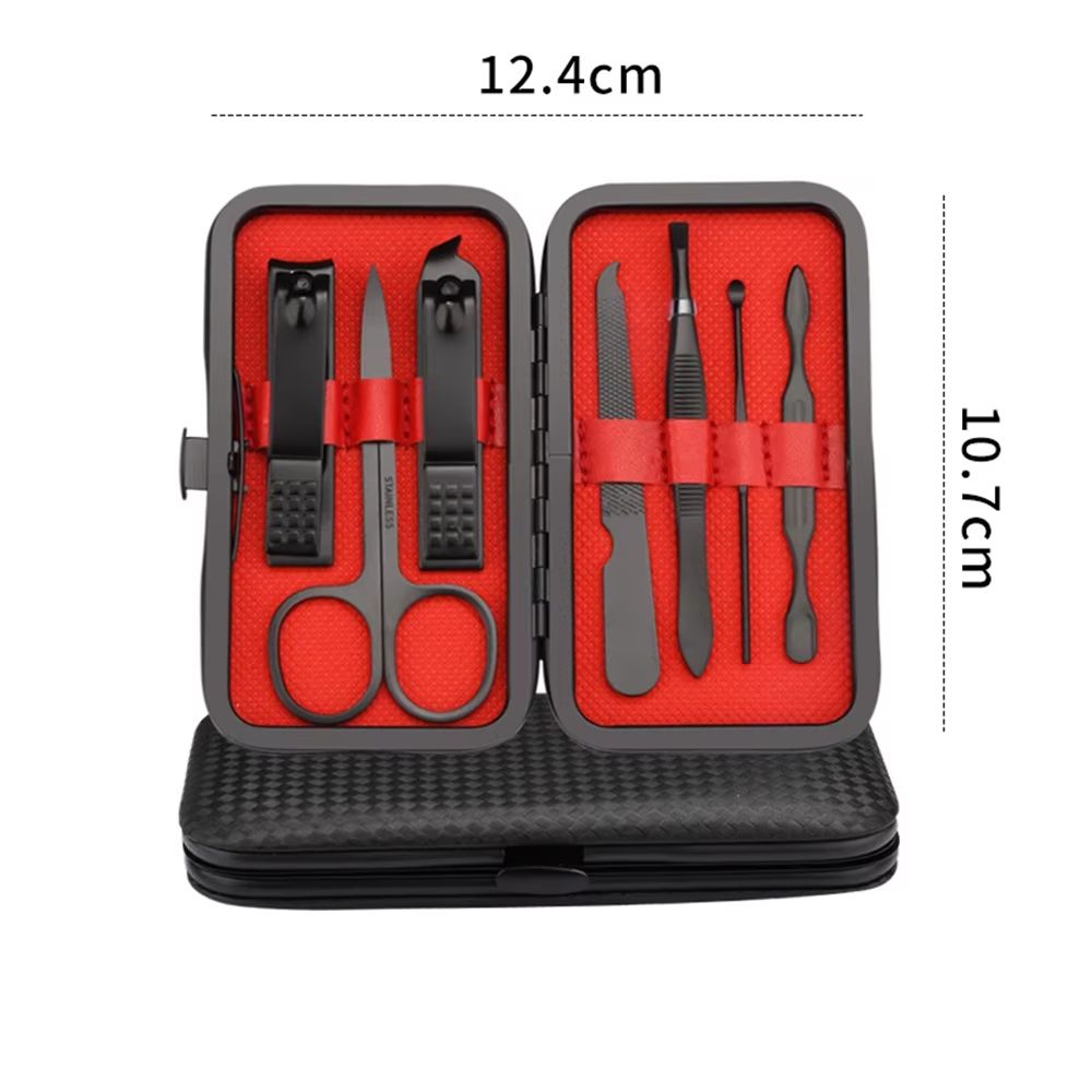 ElegantEdge 7Piece Stainless Steel Nail Set  Black Grooming Kit For Fingers  Toes 3