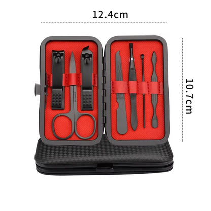 ElegantEdge 7Piece Stainless Steel Nail Set  Black Grooming Kit For Fingers  Toes 3