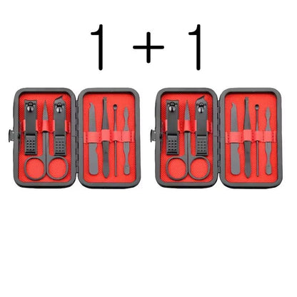 ElegantEdge 7Piece Stainless Steel Nail Set  Black Grooming Kit For Fingers  Toes 7