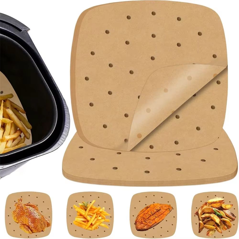 AirFlow 100-Piece Air Fryer Parchment Paper Liners Set - 7.5 inch / 8.5 inch / 9 inch Perforated Disposable Liners