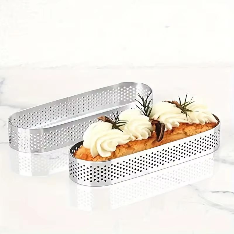 Oval Stainless Steel Perforated Tart Ring Set  36Piece Muffin Tart Mold Kit 1