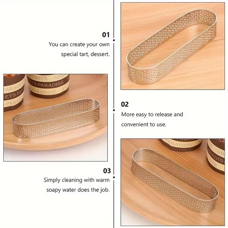 Oval Stainless Steel Perforated Tart Ring Set  36Piece Muffin Tart Mold Kit 2