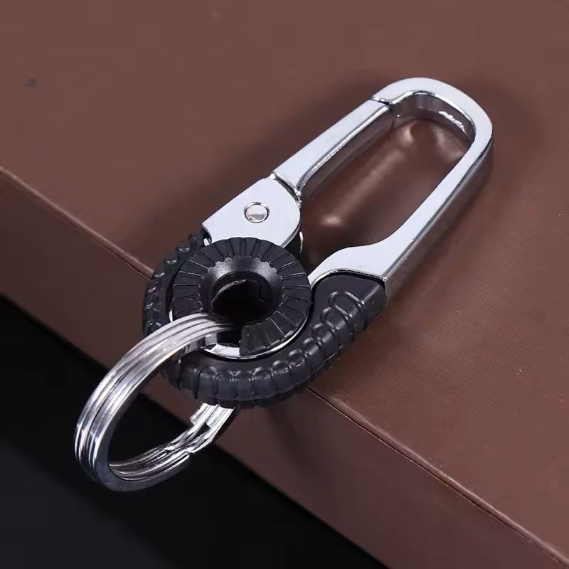 Stainless Steel Carabiner Keychain With Double Key Rings 1