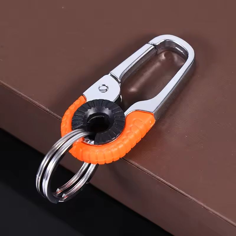 Stainless Steel Carabiner Keychain With Double Key Rings 4