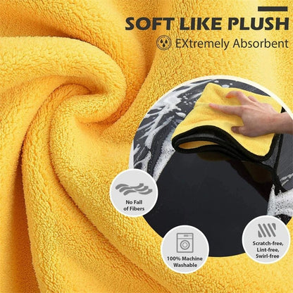Thick Microfiber Cleaning Towels Soft Double Layer Drying Cloth Set 3