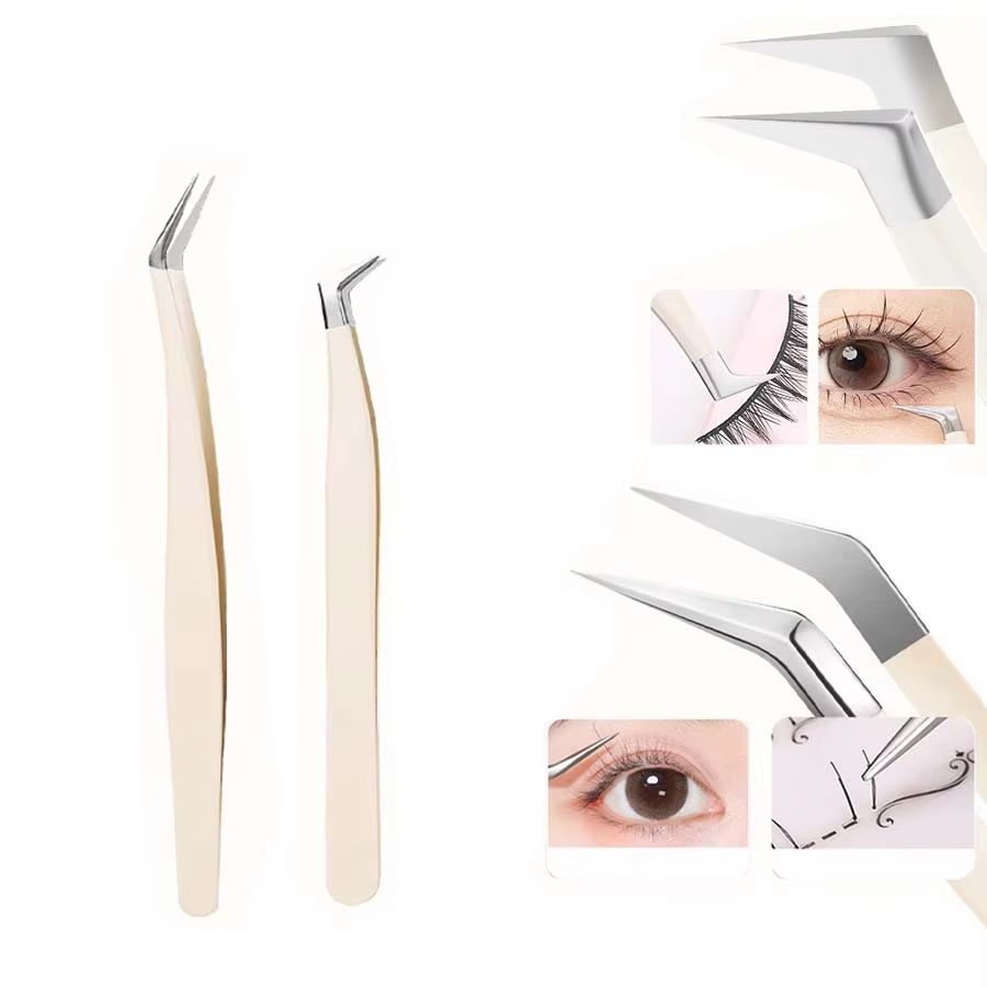 Premium Stainless Steel Eyelash Extension Tweezers Rose Gold 10