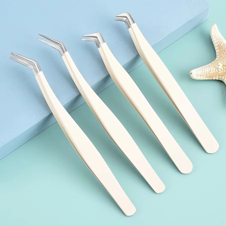 Premium Stainless Steel Eyelash Extension Tweezers Rose Gold 2