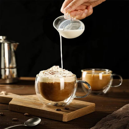 ClearSip Double Walled Borosilicate Glass Cup With Handle  8oz  12oz  16oz Drinking Mug For Coffee  2