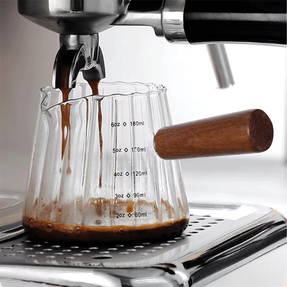 BaristaCraft Glass Cup With Wood Handle  6oz  12oz  16oz Drinking Mug For Coffee Juice  Iced Drinks 4