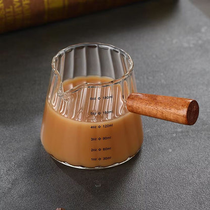 BaristaCraft Glass Cup With Wood Handle  6oz  12oz  16oz Drinking Mug For Coffee Juice  Iced Drinks 7