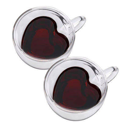 HeartCup Double Wall Glass Cup With Handle  Insulated Clear Tea Coffee Latte Mug 7