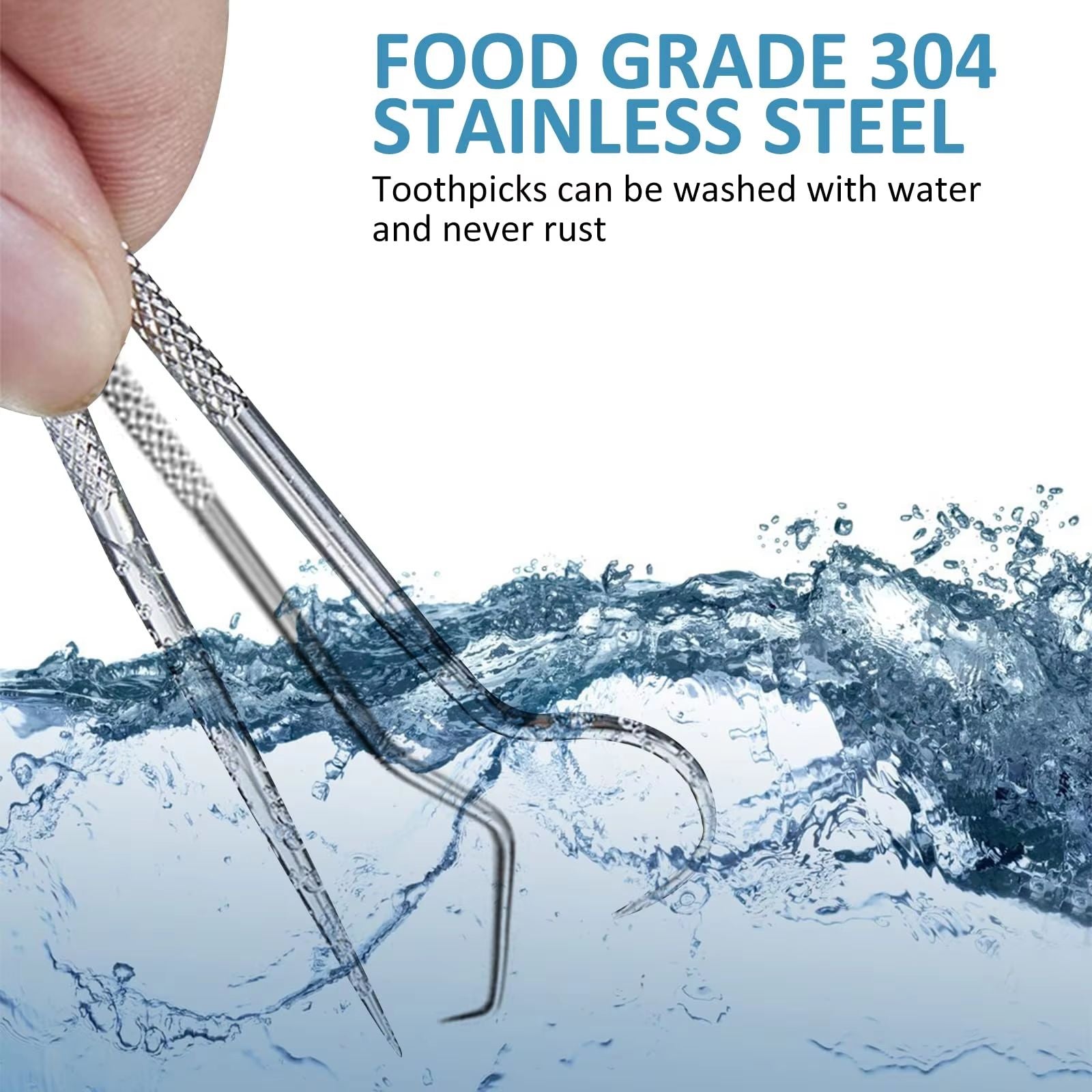 Stainless Steel Reusable Toothpick Set  Portable Metal Floss Picks For Clean Teeth Anywhere 3