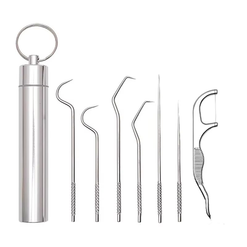 Stainless Steel Reusable Toothpick Set  Portable Metal Floss Picks For Clean Teeth Anywhere 5