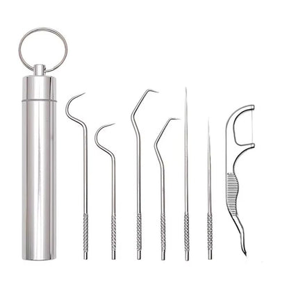 Stainless Steel Reusable Toothpick Set  Portable Metal Floss Picks For Clean Teeth Anywhere 5