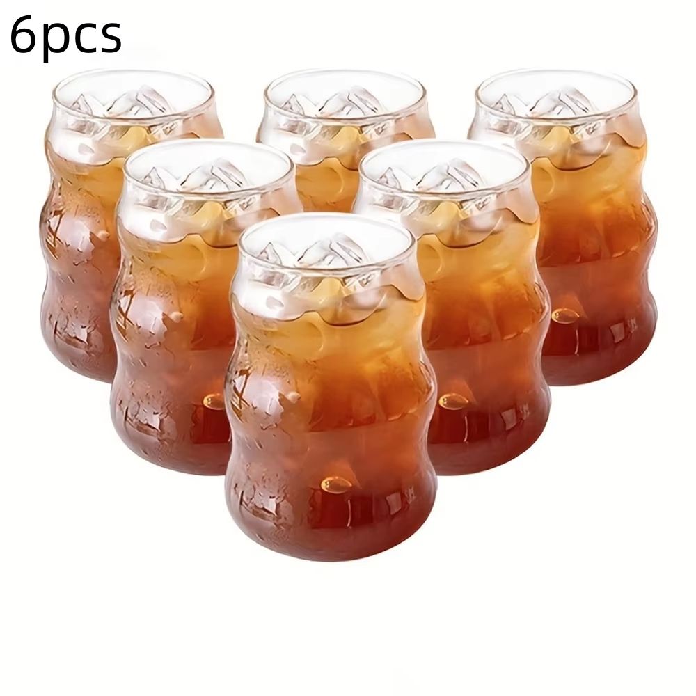 Stripe Clear Glass Cup Set With Handle  HeatResistant Tumbler For Iced Coffee Juice Milk  Tea 4 Or  9