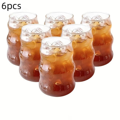 Stripe Clear Glass Cup Set With Handle  HeatResistant Tumbler For Iced Coffee Juice Milk  Tea 4 Or  9