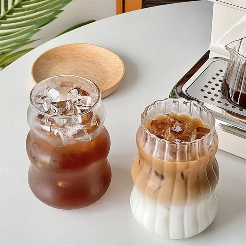 Stripe Clear Glass Cup Set With Handle  HeatResistant Tumbler For Iced Coffee Juice Milk  Tea 4 Or  2