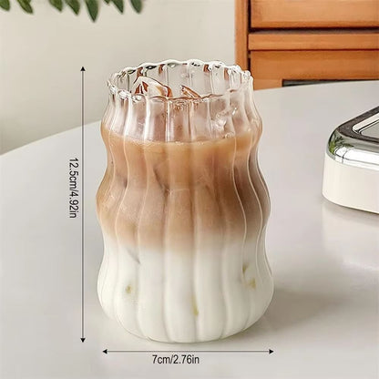 Stripe Clear Glass Cup Set With Handle  HeatResistant Tumbler For Iced Coffee Juice Milk  Tea 4 Or  3