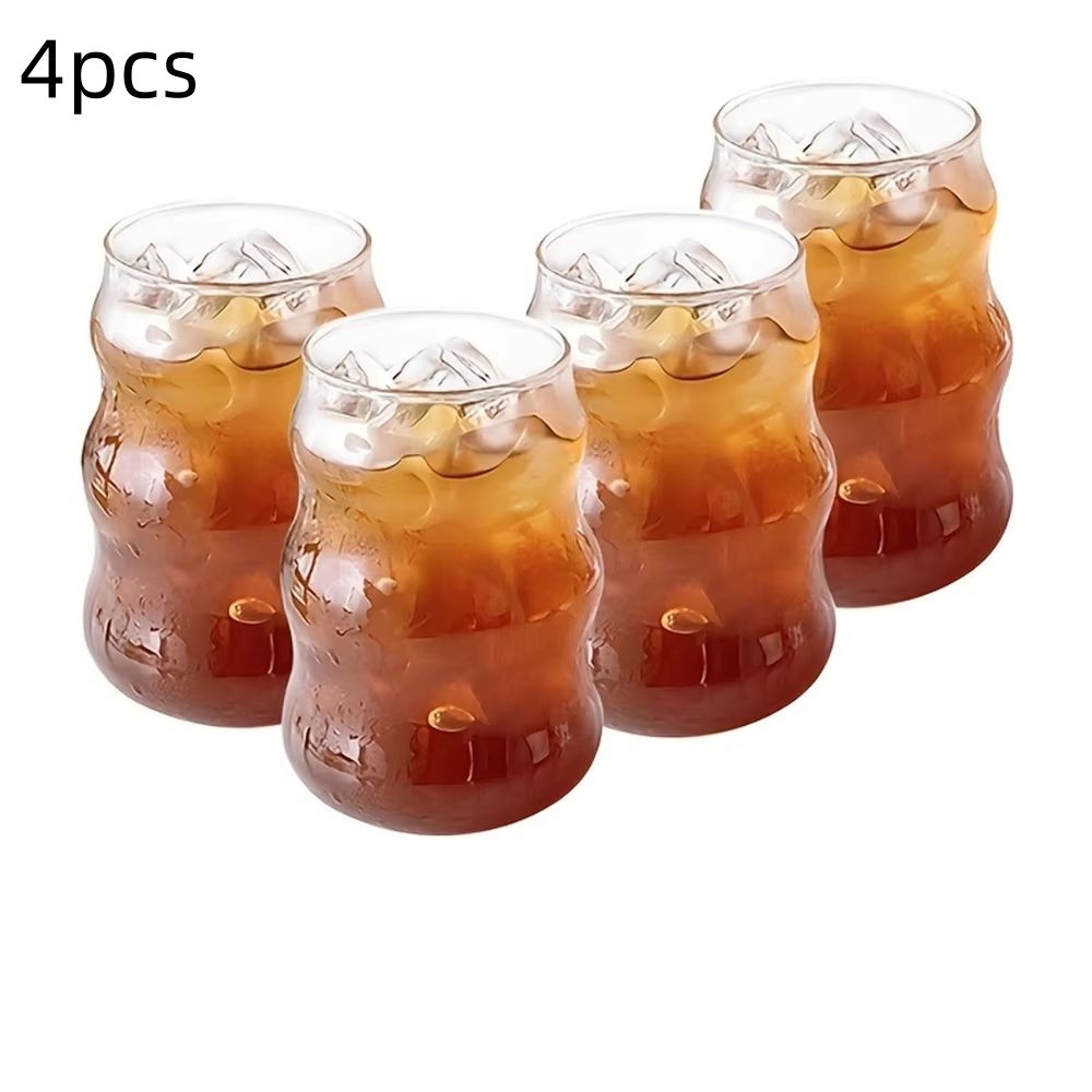 Stripe Clear Glass Cup Set With Handle  HeatResistant Tumbler For Iced Coffee Juice Milk  Tea 4 Or  7