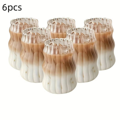 Stripe Clear Glass Cup Set With Handle  HeatResistant Tumbler For Iced Coffee Juice Milk  Tea 4 Or  8