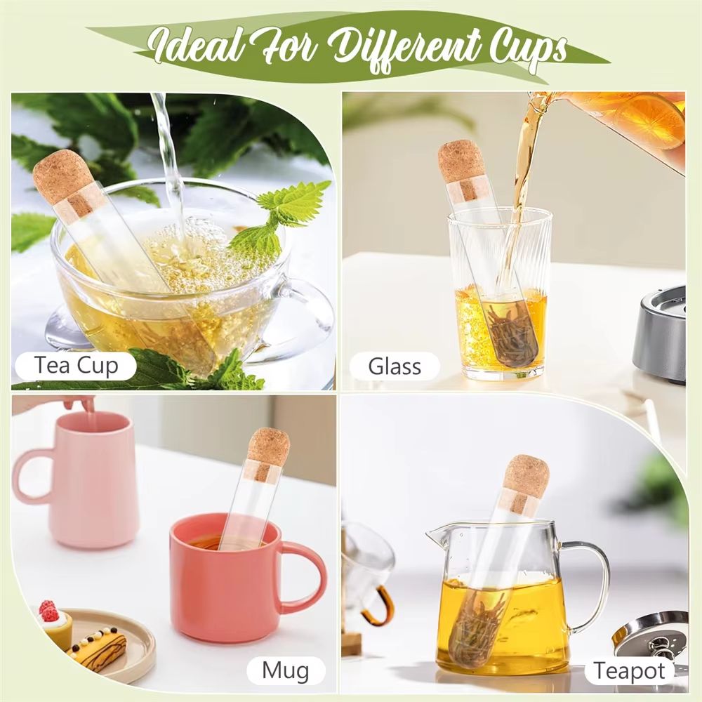 ClearBrew Glass Tea Infuser With Cork Lid  Transparent LooseLeaf Steeper And Strainer For Tea Cups  5