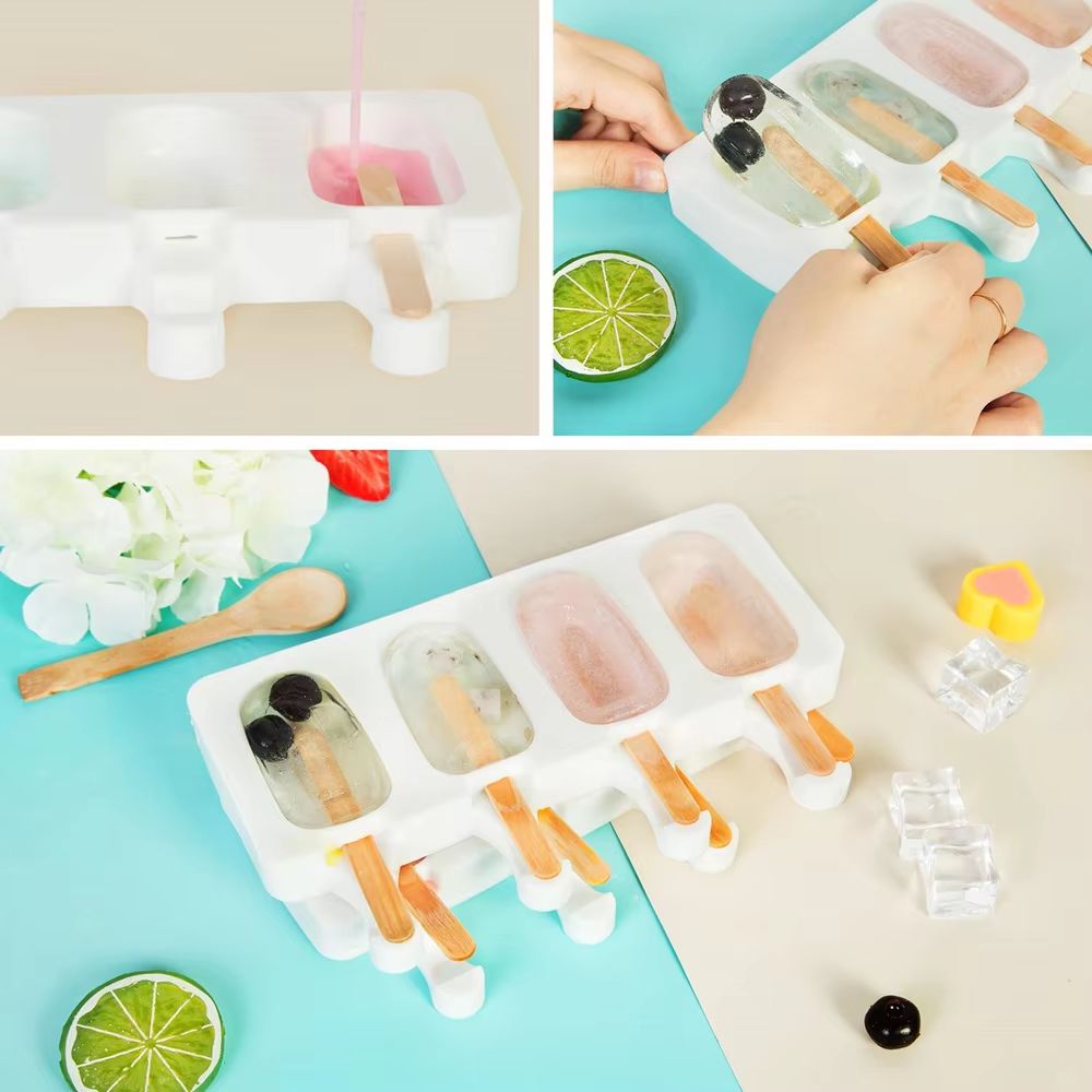 PopCraft Silicone Popsicle Mold Set With 50 Wooden Sticks  3 Piece DIY Molds For Ice Cream  Cake Po 1