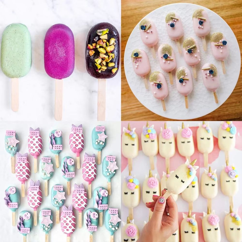 PopCraft Silicone Popsicle Mold Set With 50 Wooden Sticks  3 Piece DIY Molds For Ice Cream  Cake Po 2